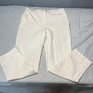 LOFT Office Church Wear Dress Pants Cropped Career Casual ivory Trousers‎ Size 4